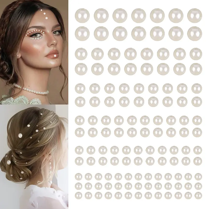 Self Adhesive Hair Pearls Stickers Stick On Face Pearls For Hair Face Makeup Nail Art DIY Crafts