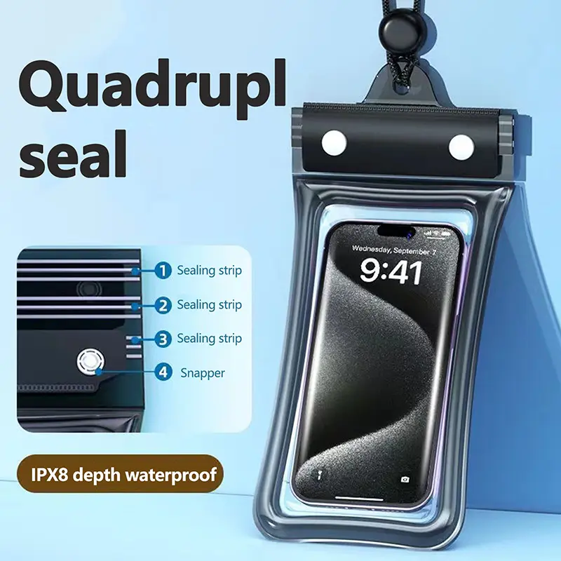Waterproof Transparent Phone Case Touch Screen Sealed Bag For Swimming & Diving - Clear Phone Cover