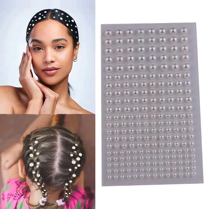 Self Adhesive Hair Pearls Stickers Stick On Face Pearls For Hair Face Makeup Nail Art DIY Crafts