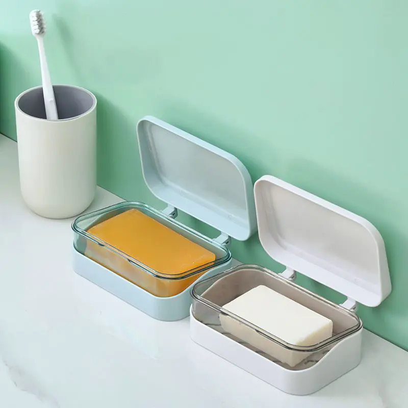 Bathroom Soap Dish With Lid Home Plastic Soap Box Keeps Soap Dry Soap Dish Travel Portable Soap Tray Dish Storage Soap Container