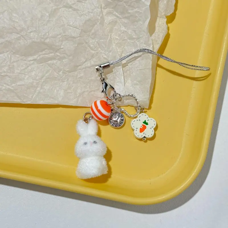 Girlish Cute Fluffy Little Animal Keychain - Yellow Duck Koala Rabbit Mobile Phone Pendant Bag Charm Soft Plush Toys