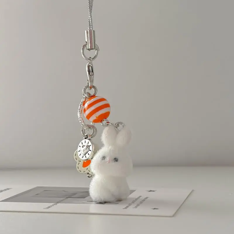 Girlish Cute Fluffy Little Animal Keychain - Yellow Duck Koala Rabbit Mobile Phone Pendant Bag Charm Soft Plush Toys