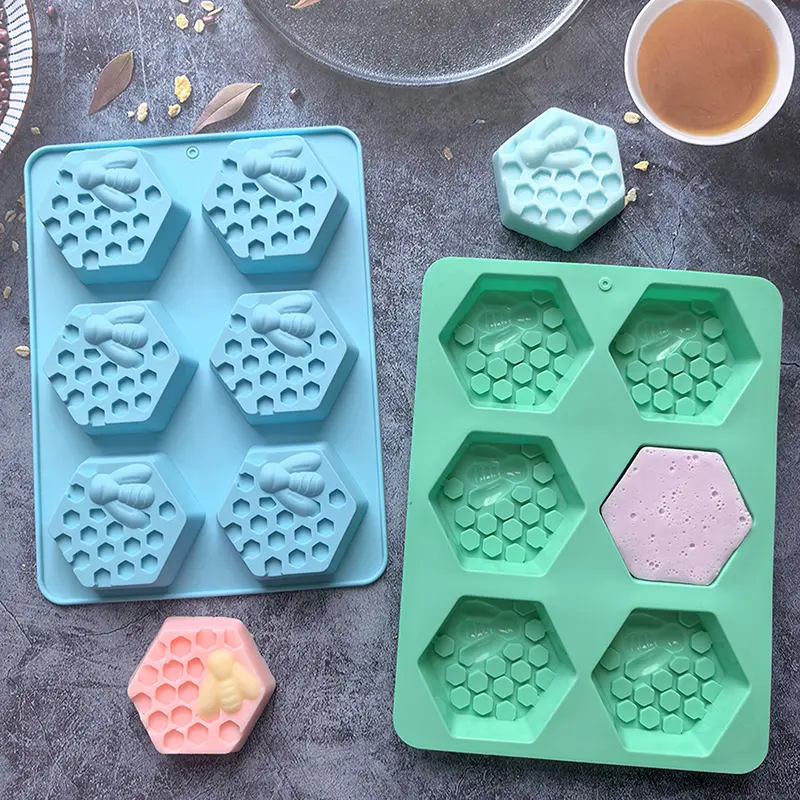 3D Bee Honeycomb Silicone Soap Mold DIY Soap Making Supplies Handmade Chocolate Cake Decoration Baking Tools