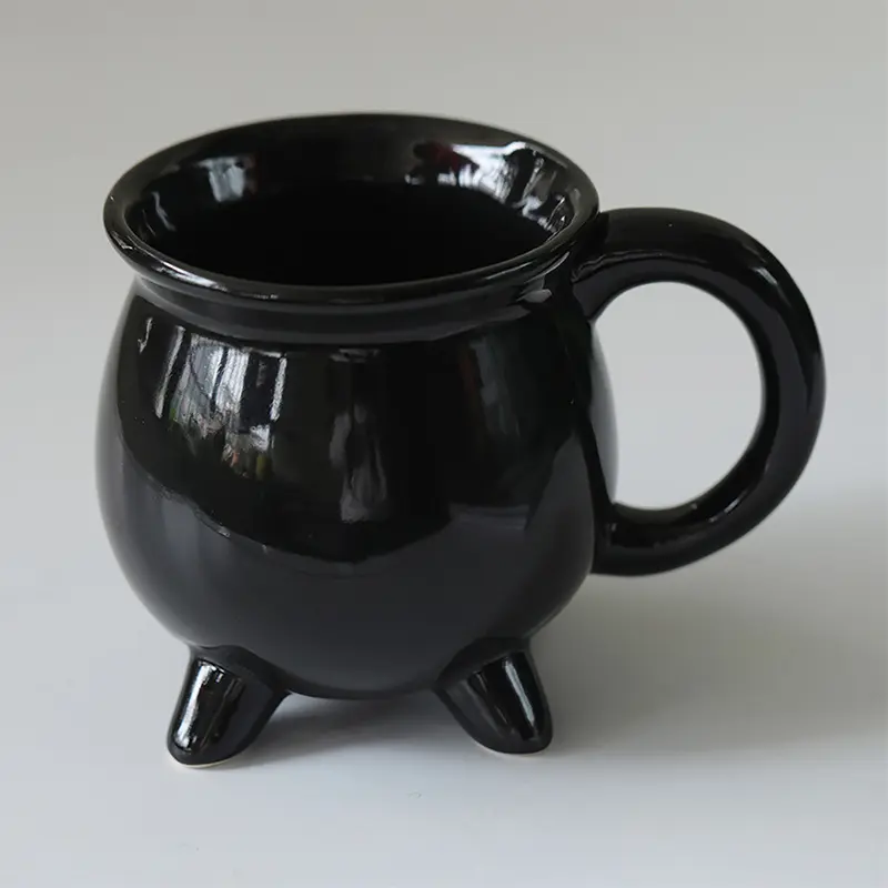 Creative Witches Brew Witch Cauldron Coffee Mug Black Ceramic Coffee Cups Halloween Tabletop Decoration For Halloween
