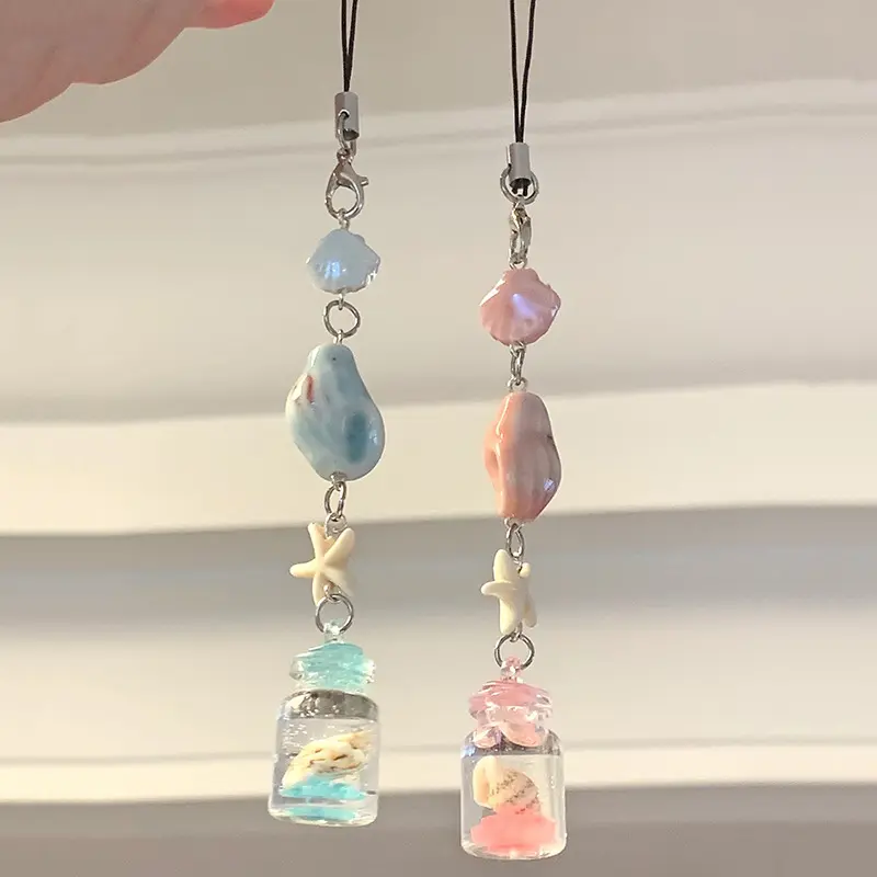 Cute Transparent Keychain Wind Chime Pendant Kawaii Mobile Phone Lanyard Bag Decorative Home Decorations