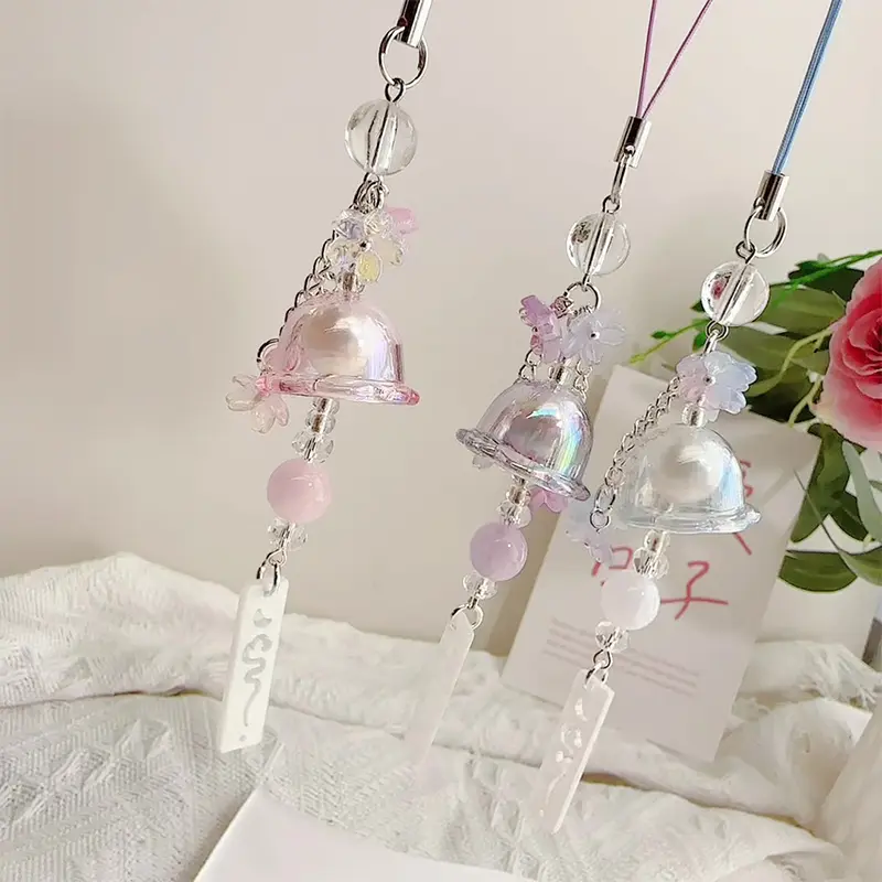 Trendy Jellyfish Flower Phone Charms Pendant Cute Lanyard Mobile Strap Sweet Key Chain For Women Girls Korea Fashion Jewelry
