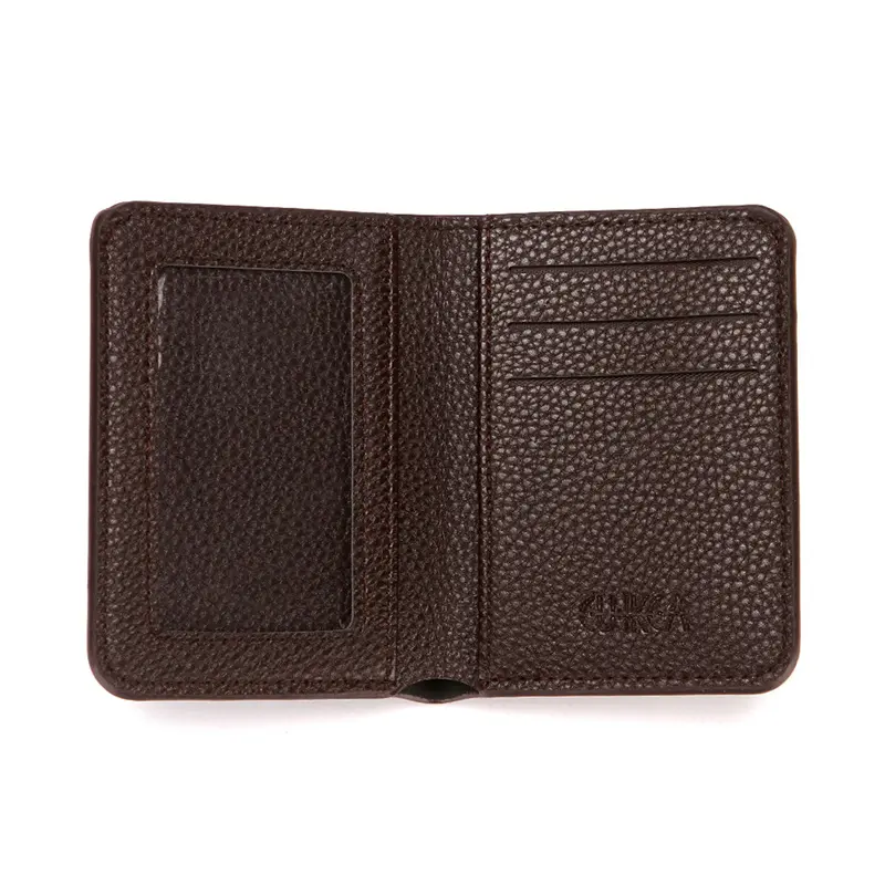 Men's Thin PU Leather Wallet Small Credit Card Holder With Lychee Pattern Coin Purse