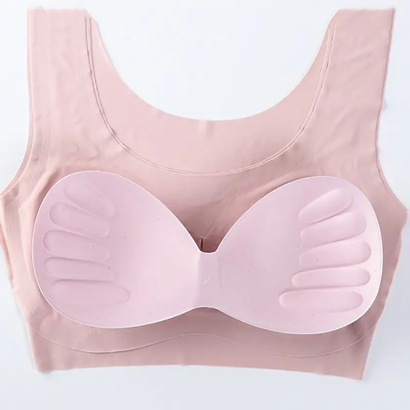 Detachable Chest Pad Pull Up Bra Underwear 2024 Women's Seamless Ice Silk Bra Without Steel Ring Breathable Push Up Yoga Vest