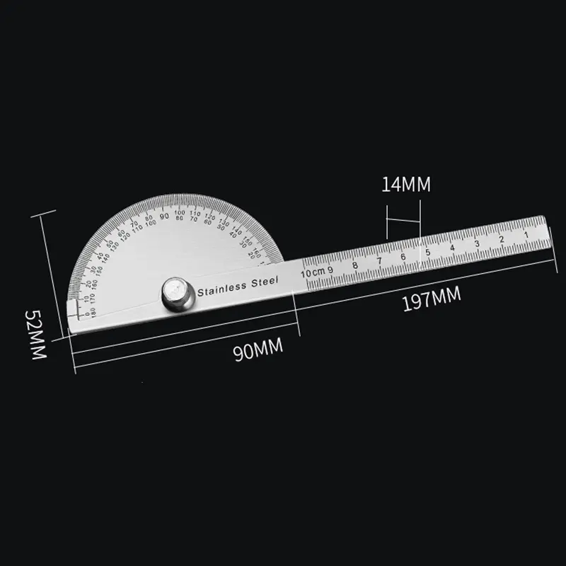Stainless Steel 180 Degree Protractor Angle Ruler Metal Angle Meter Gauge Finder Goniometer For Precision Measurement