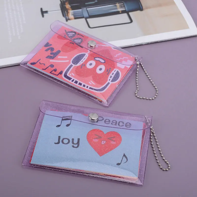 Cute Transparent PVC Coin Purse For Girls With Keyring Small Wallet ID Card Holder Business Card Purse