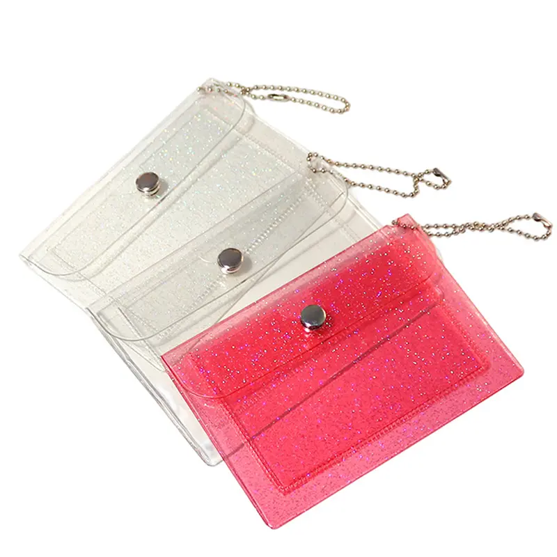 Cute Transparent PVC Coin Purse For Girls With Keyring Small Wallet ID Card Holder Business Card Purse