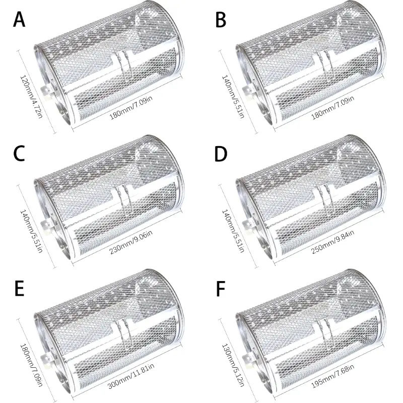 Stainless Steel Grill Rotisserie Oven For Kitchen Fry Basket Coffee Bean Grilled Cage Drum Rack Air Fryer Accessories Universal
