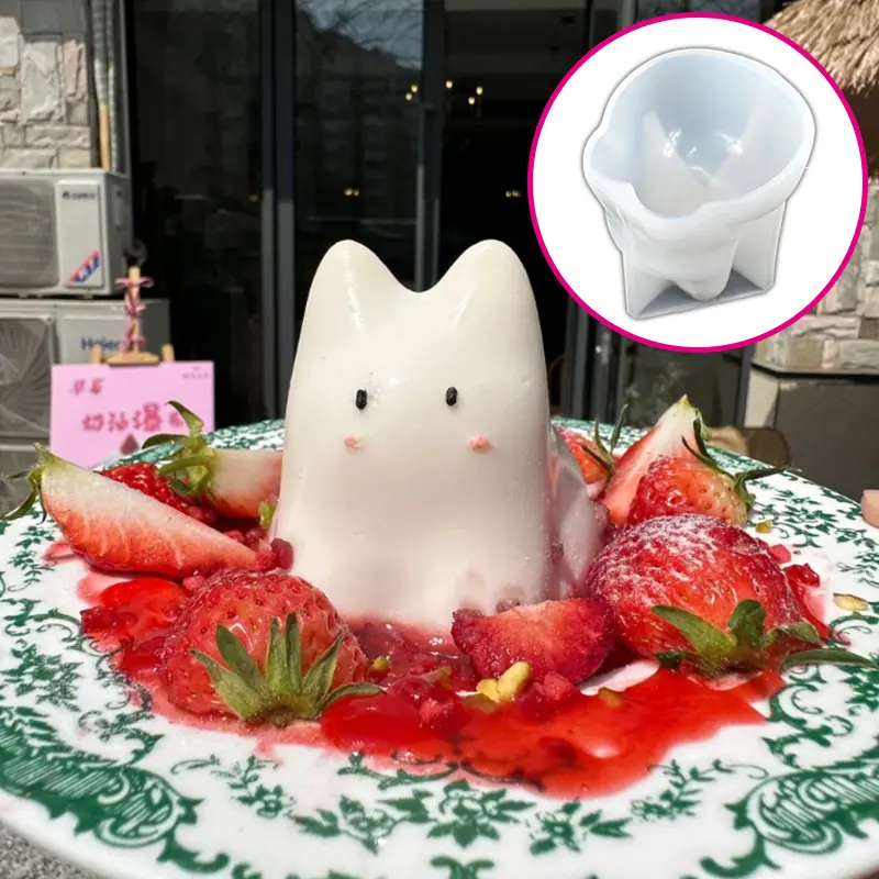 Cute Cartoon Lying Dragon Kitty Silicone Mold for Milk Pudding Custard Jelly Cake Decoration Baking Bakery Tool
