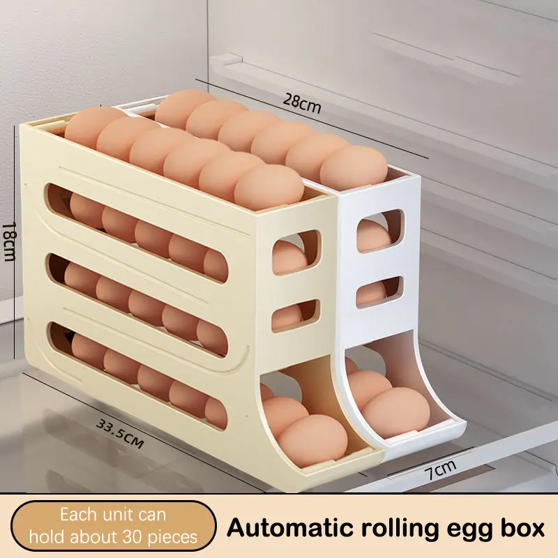 Four-Layer Refrigerator Egg Storage Box Kitchen Egg Box Dedicated Egg Carton Egg Rolling Storage Organizer Kitchen Accessories