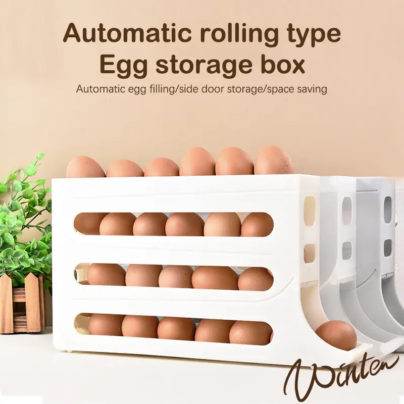 Four-Layer Refrigerator Egg Storage Box Kitchen Egg Box Dedicated Egg Carton Egg Rolling Storage Organizer Kitchen Accessories