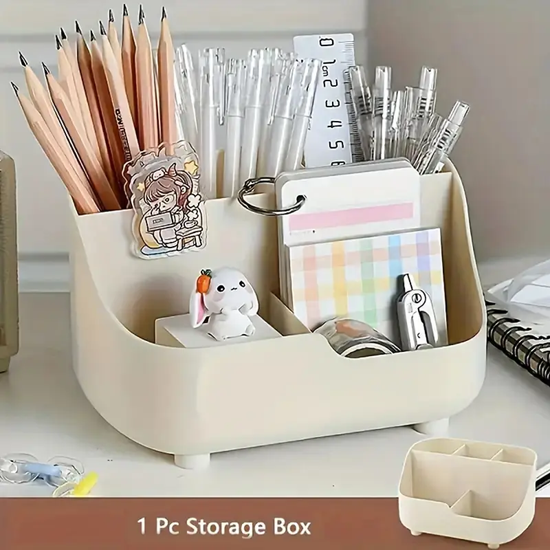 Large Capacity 5-Grid Pen Holder Multifunctional Makeup Brush Organizer High Quality Plastic Desktop Storage Bucket