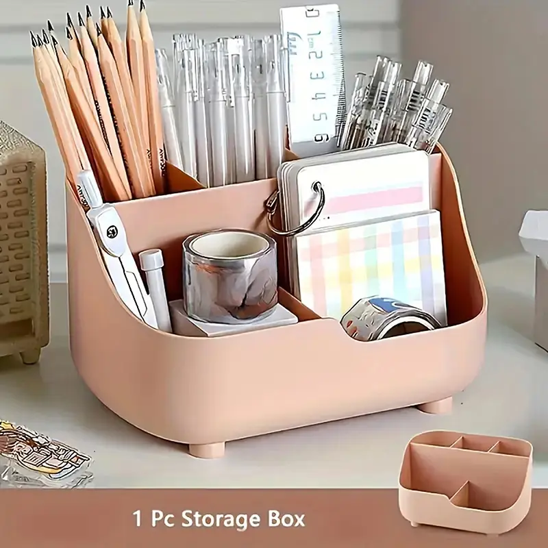 Large Capacity 5-Grid Pen Holder Multifunctional Makeup Brush Organizer High Quality Plastic Desktop Storage Bucket
