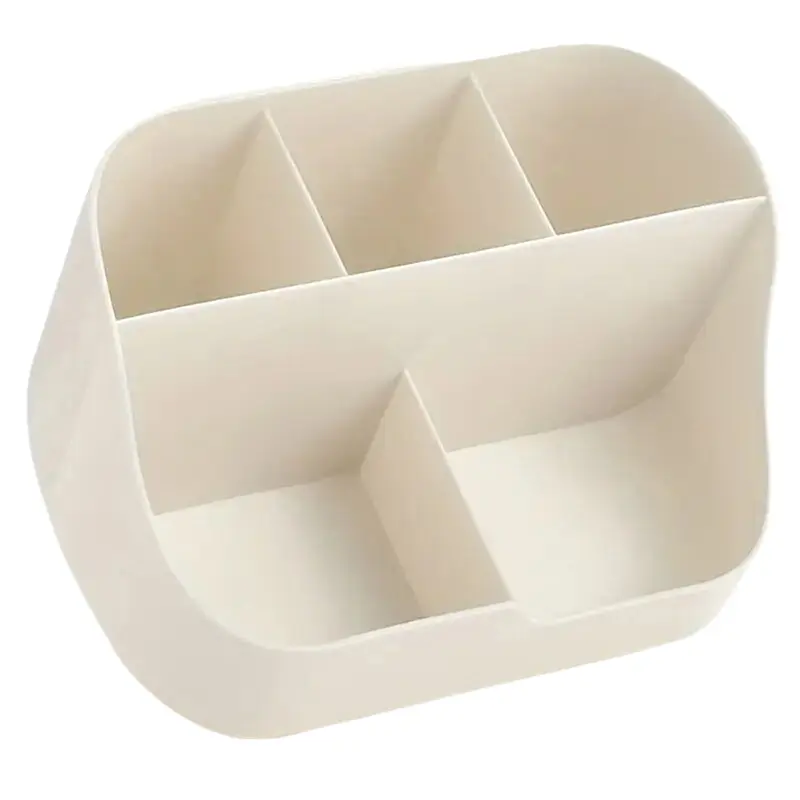 Large Capacity 5-Grid Pen Holder Multifunctional Makeup Brush Organizer High Quality Plastic Desktop Storage Bucket