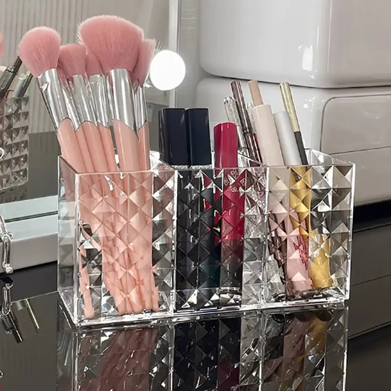 Acrylic Cosmetic Makeup Brush Storage Box Transparent Lipstick Case Table Organizer Makeup Tool Holder For Beauty Tools