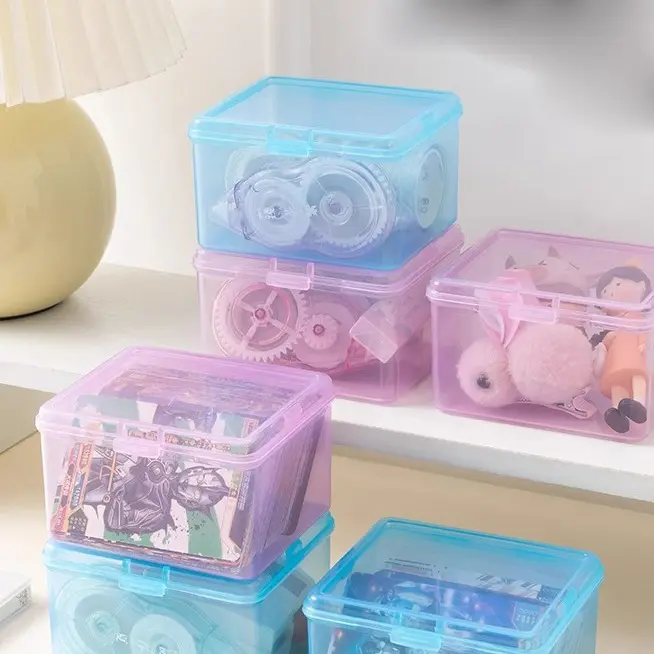 Transparent Plastic Storage Box For Photocards Small Card Desk Organizer Stationery Classification Box Office School Supplies