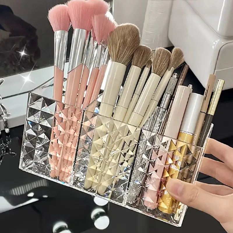 Acrylic Cosmetic Makeup Brush Storage Box Transparent Lipstick Case Table Organizer Makeup Tool Holder For Beauty Tools
