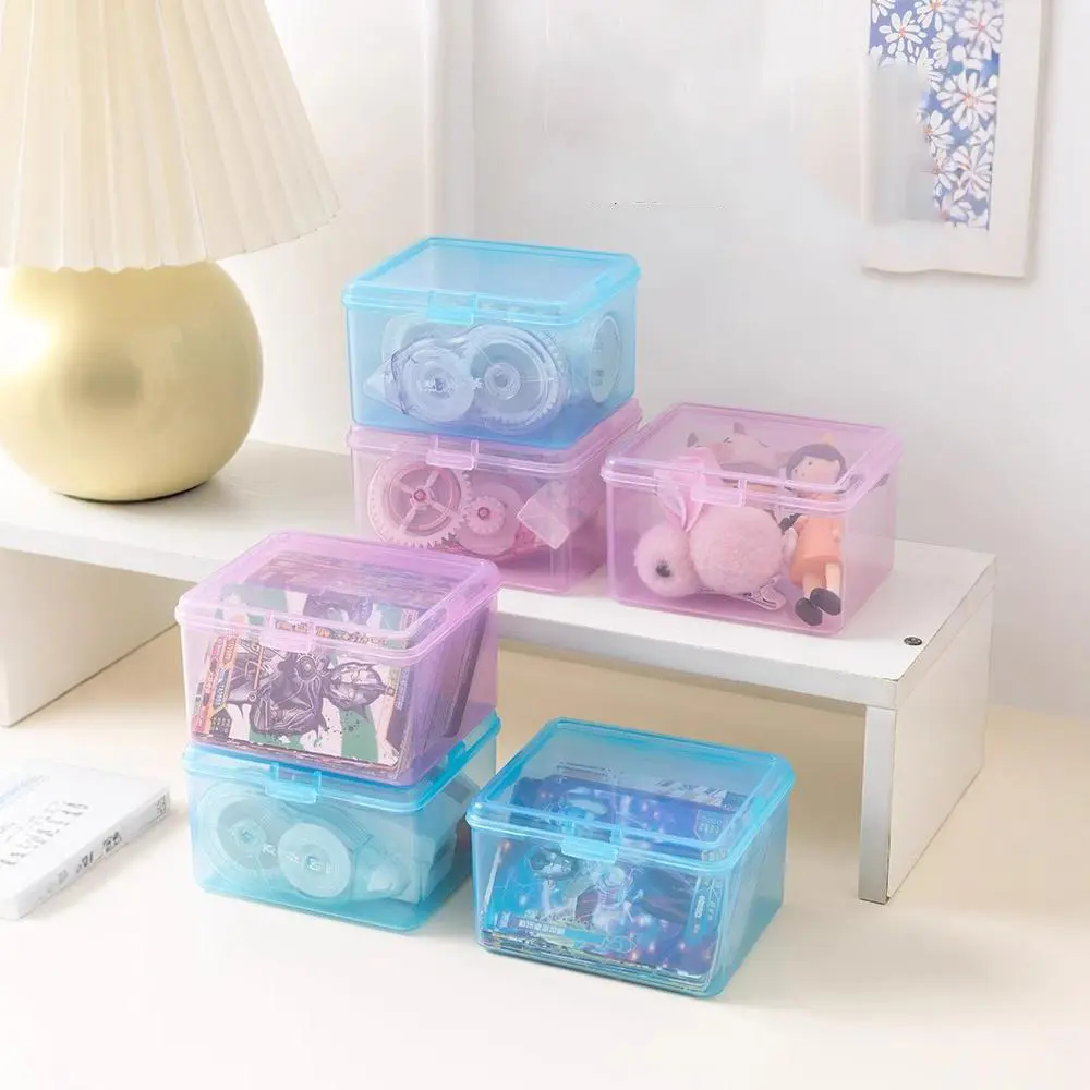 Transparent Plastic Storage Box For Photocards Small Card Desk Organizer Stationery Classification Box Office School Supplies