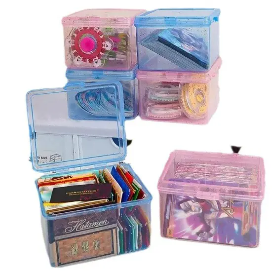 Transparent Plastic Storage Box For Photocards Small Card Desk Organizer Stationery Classification Box Office School Supplies