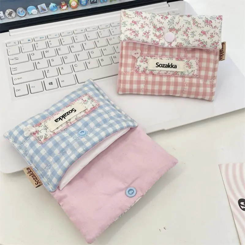 Cute Portable Sanitary Pad Pouch - Small Fabric Menstrual Storage Organizer Bag for Students Travel-friendly Period Essentials