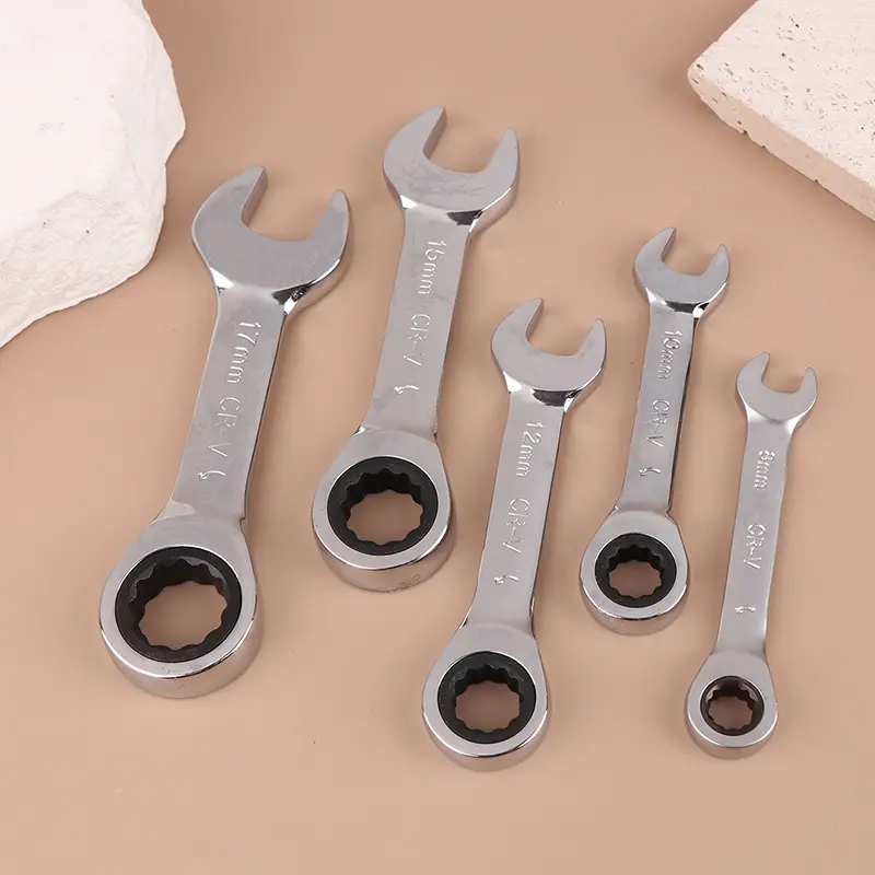 Mini Short Handle Adjustable Head Ratchet Wrench Labor-Saving Auto Repair Dual-Purpose Fast Ratchet Wrench Tool For Hardware