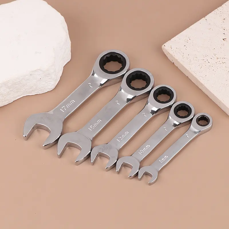 Mini Short Handle Adjustable Head Ratchet Wrench Labor-Saving Auto Repair Dual-Purpose Fast Ratchet Wrench Tool For Hardware