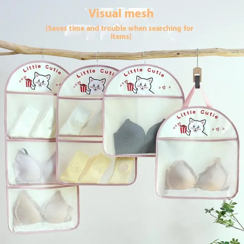 Large Capacity 2/3 Layer Storage Mesh Bag With Clothes Hanger - Breathable Underwear Socks Organizer For Wardrobe ﻿