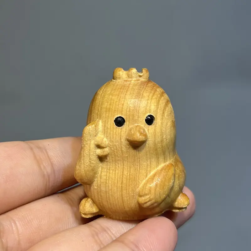 Small Animal Statues Wooden Hand Carved Arborvitae Wood Cute Mini Sculpture Art Decorative Handmade Handcrafted Decoration