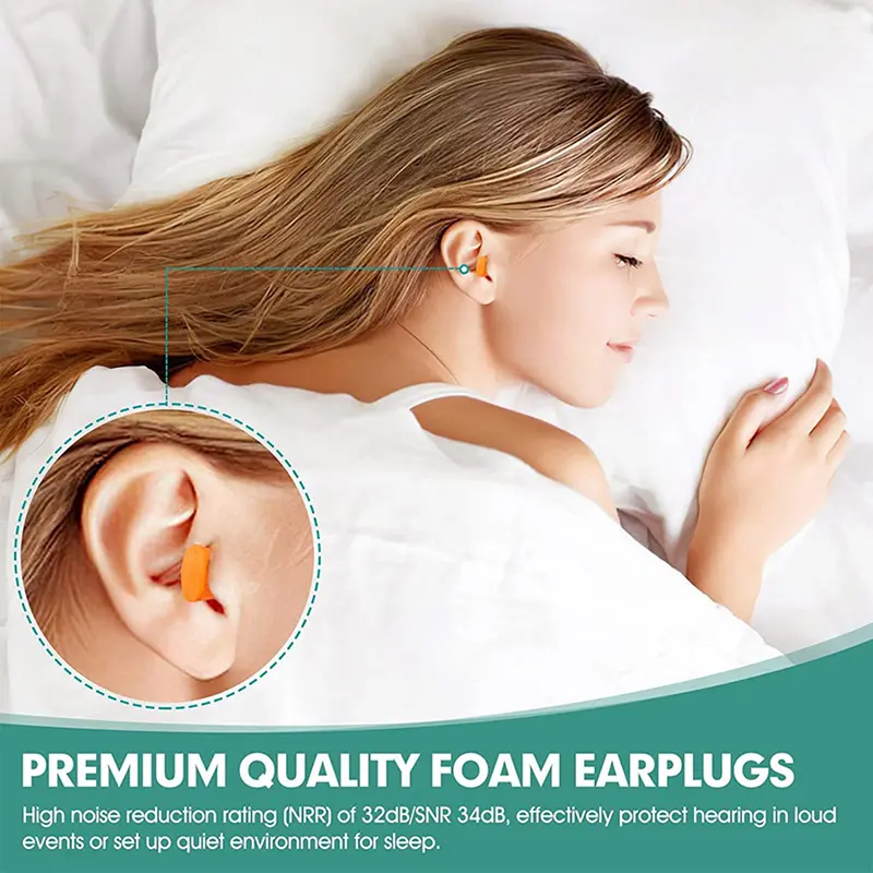20pcs Soft Orange Tapered Foam Earplugs For Travel Sleep Noise Reduction Sound Insulation Ear Protection Comfortable