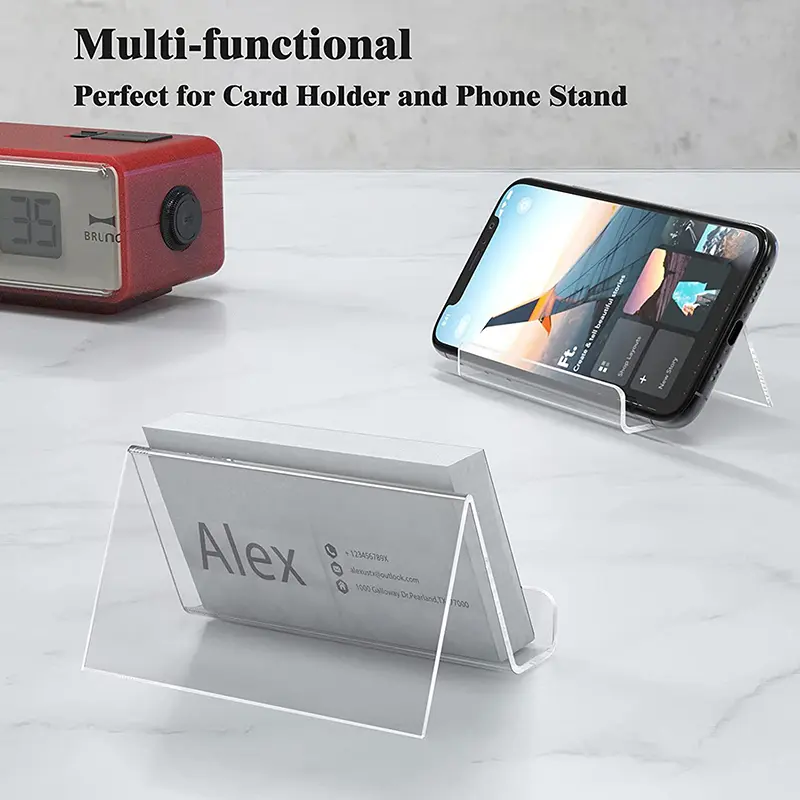 Transparent Acrylic Desktop Business Card Holder Table Desk Shelf Box Storage Display Stand Restaurant Office Supplies