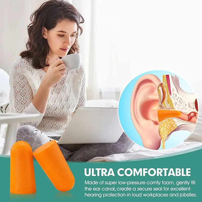 20pcs Soft Orange Tapered Foam Earplugs For Travel Sleep Noise Reduction Sound Insulation Ear Protection Comfortable