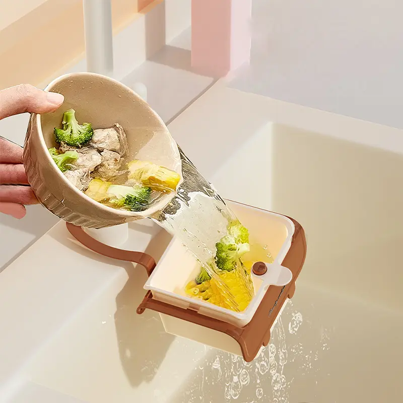 Cream Style Kitchen Sink Drain Basket Hanging Food Residue Filter For Separation Fruit Cleaning - Sink Separation Basket