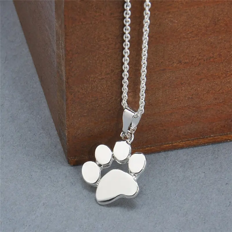 Fashion Women's Cute Pet Footprint Cat Paw Pendant Chain Necklace Jewelry Dog Paw Print Design Accessory