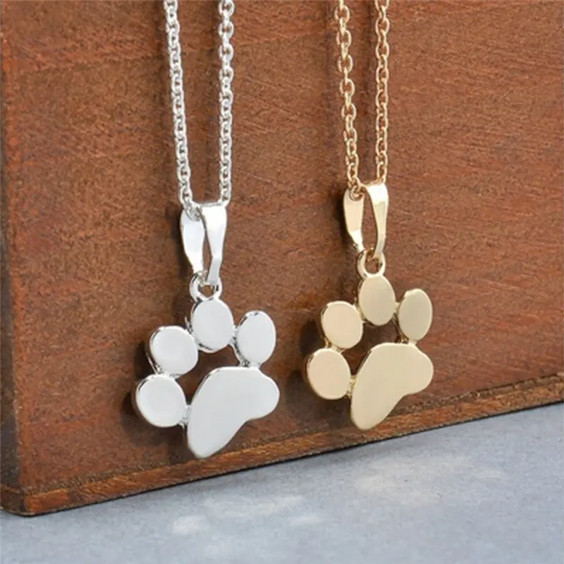 Fashion Women's Cute Pet Footprint Cat Paw Pendant Chain Necklace Jewelry Dog Paw Print Design Accessory