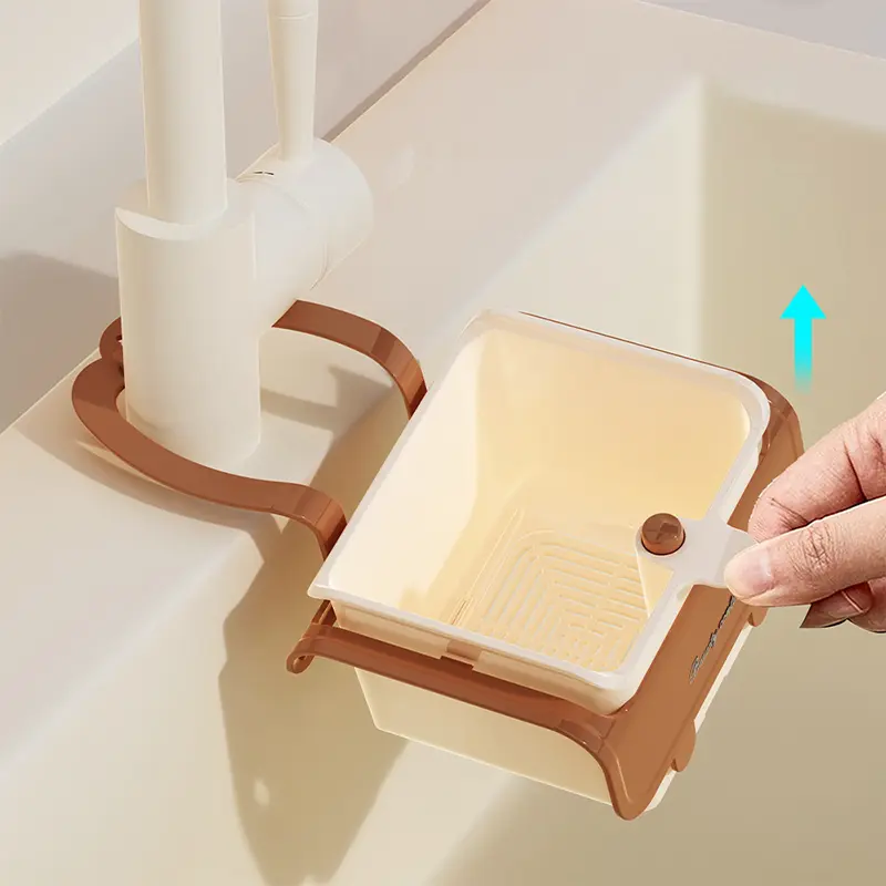 Cream Style Kitchen Sink Drain Basket Hanging Food Residue Filter For Separation Fruit Cleaning - Sink Separation Basket
