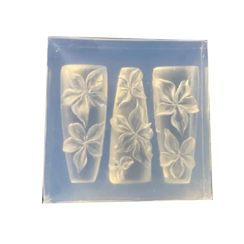 3D Nail Art Mold Curved Lily Flower Design Transparent Silicone Template For DIY Nail Decorations
