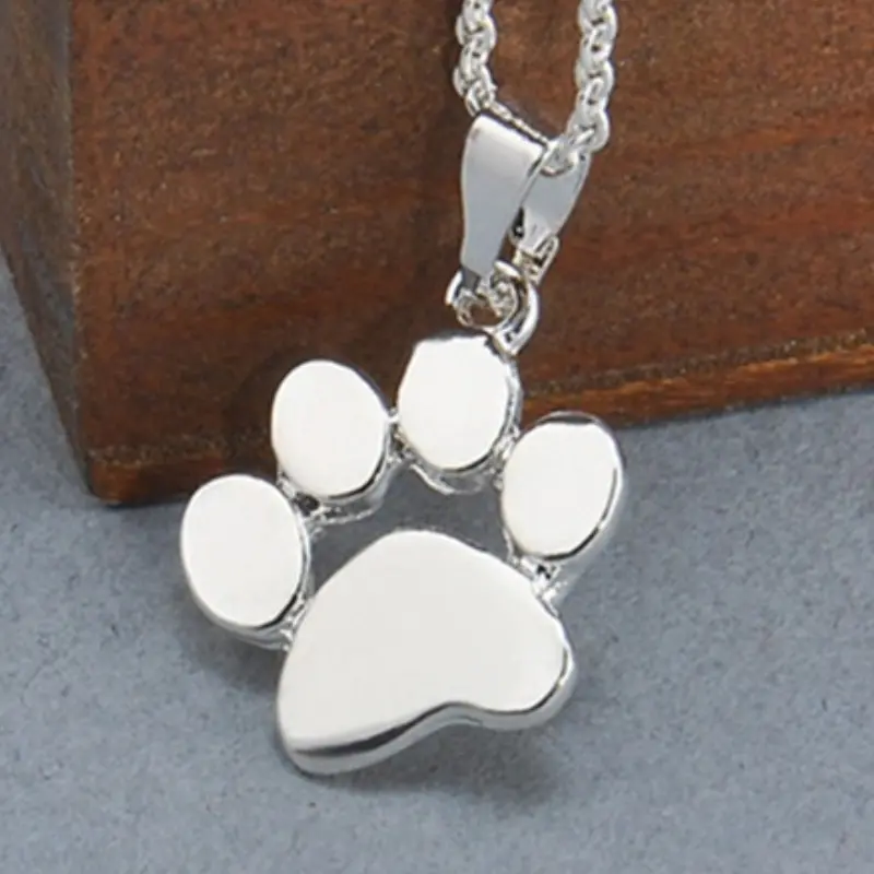 Fashion Women's Cute Pet Footprint Cat Paw Pendant Chain Necklace Jewelry Dog Paw Print Design Accessory