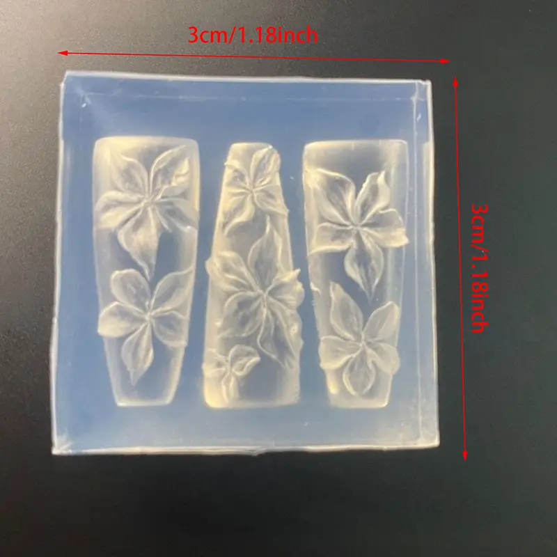 3D Nail Art Mold Curved Lily Flower Design Transparent Silicone Template For DIY Nail Decorations