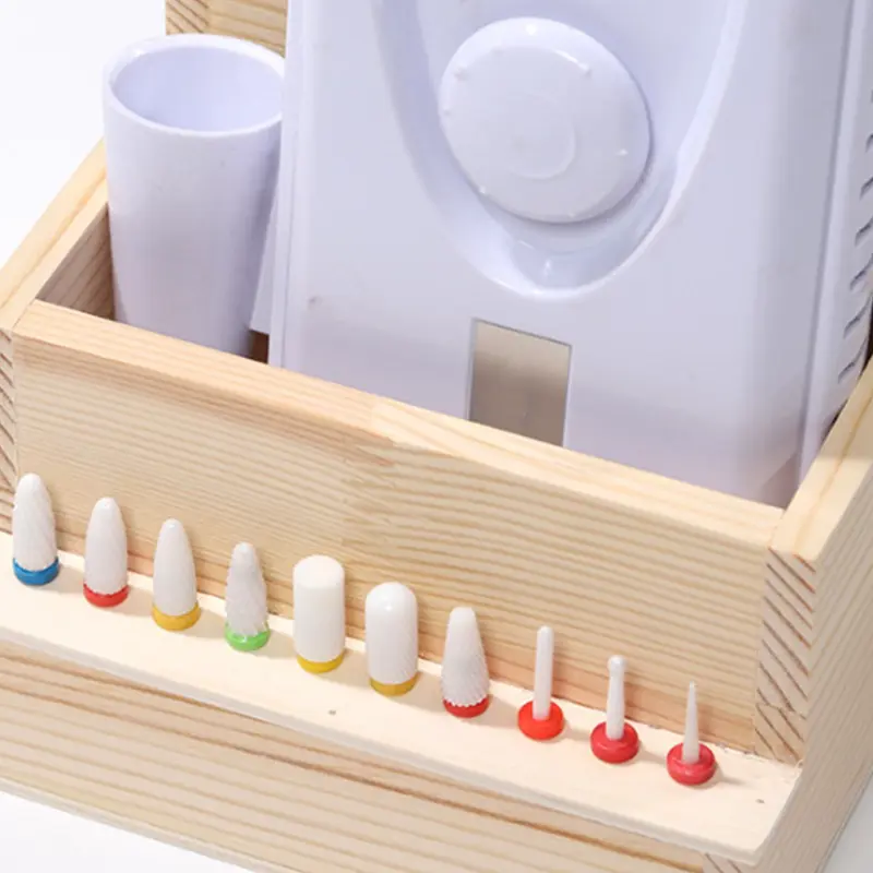 Wooden Holder For Nail Drill Machine Bits - DIY Manicure Tools Nail Art Accessories Nail Training Display Box ﻿