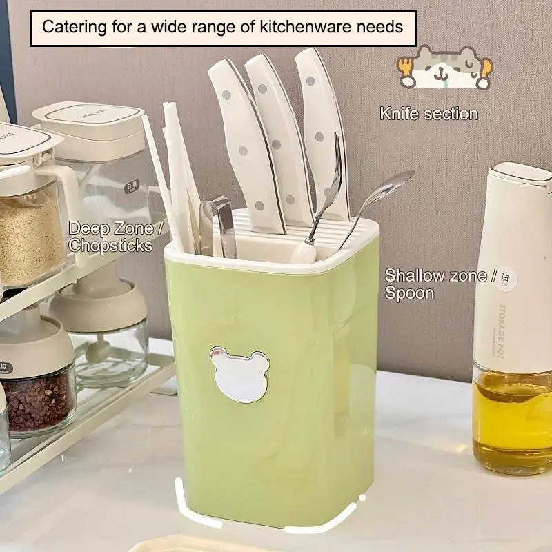 Knife Block Holder,Multifunctional Kitchen Drainage Knife Holder,Small Space-Saving Knife Organizer For Countertop