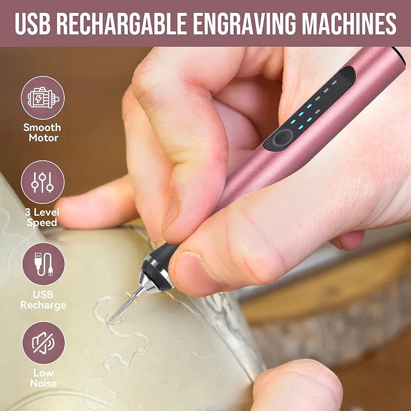 Cordless Electric Engraving Pen Rechargeable Mini Grinder Rotary Tool for Jewelry Glass Woodworking - Drill Machine