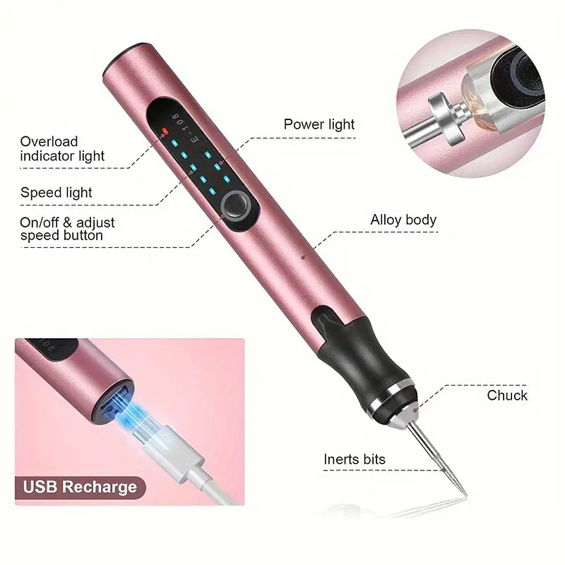 Cordless Electric Engraving Pen Rechargeable Mini Grinder Rotary Tool for Jewelry Glass Woodworking - Drill Machine