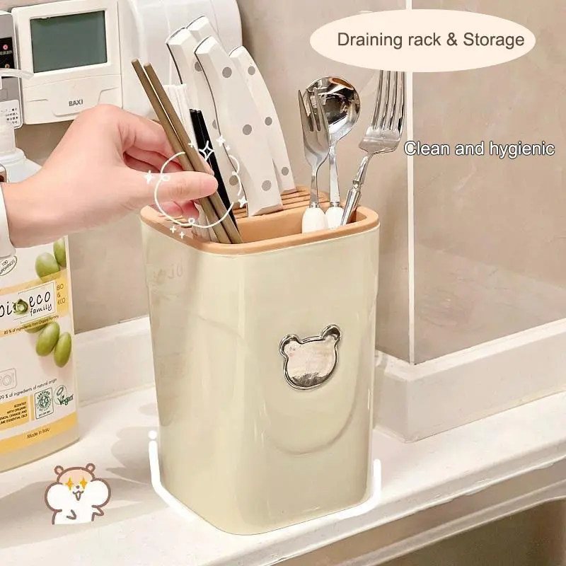 Knife Block Holder,Multifunctional Kitchen Drainage Knife Holder,Small Space-Saving Knife Organizer For Countertop