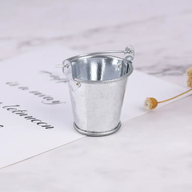 Miniature Dollhouse Farm Metal Milk Can Kettle Pot Flower Arrangement Bucket - Kids Pretend Play Toy For Doll House Decor