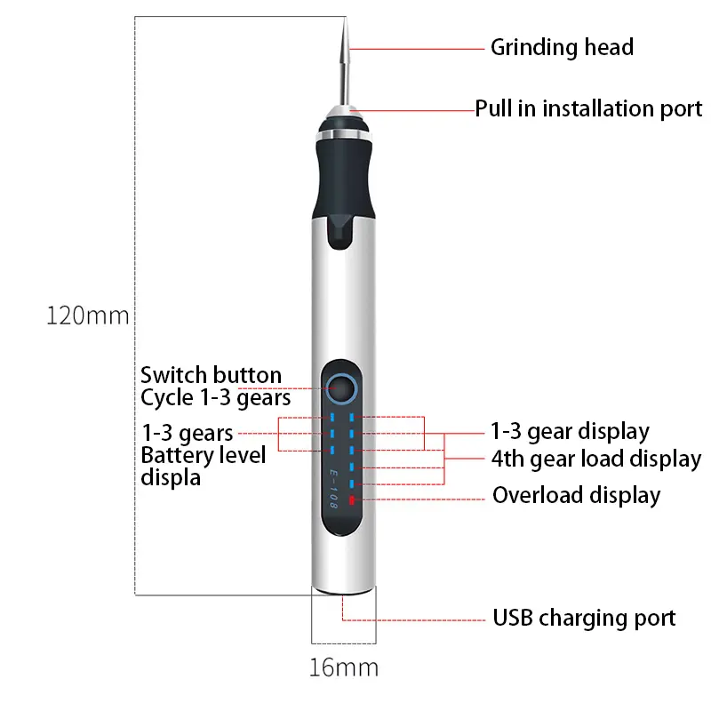 Cordless Electric Engraving Pen Rechargeable Mini Grinder Rotary Tool for Jewelry Glass Woodworking - Drill Machine