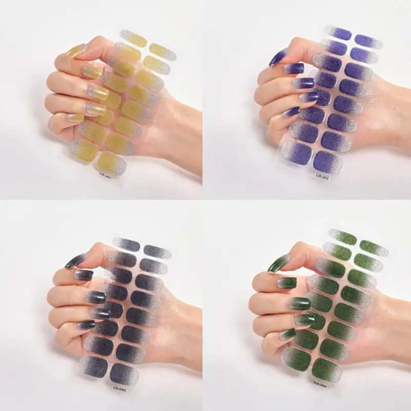 Semi Cured Wraps Fast Gel Nail Sticker Solid Nail Gel Wraps Adhesive Full Cover Gel Nail Decal UV Lamp Cured Manicure Decoration